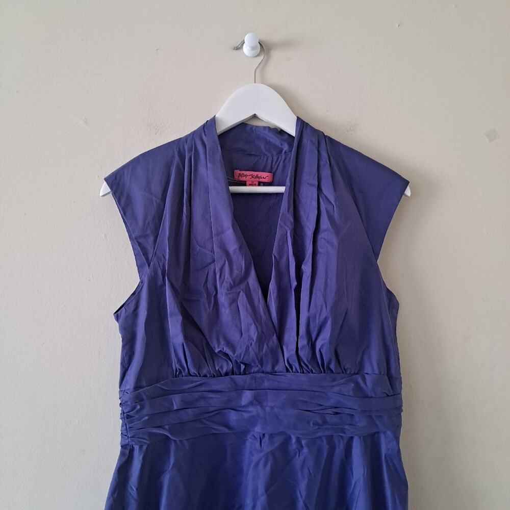 Betsey Johnson Purple Cotton Blend Fit & Flare V-neck Cap Sleeve  Dress - Size12 - Picture 4 of 9
